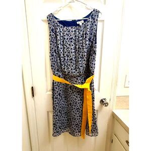 Olivia Matthews Sleeveless Dress with Bright Yellow Sash Belt XL